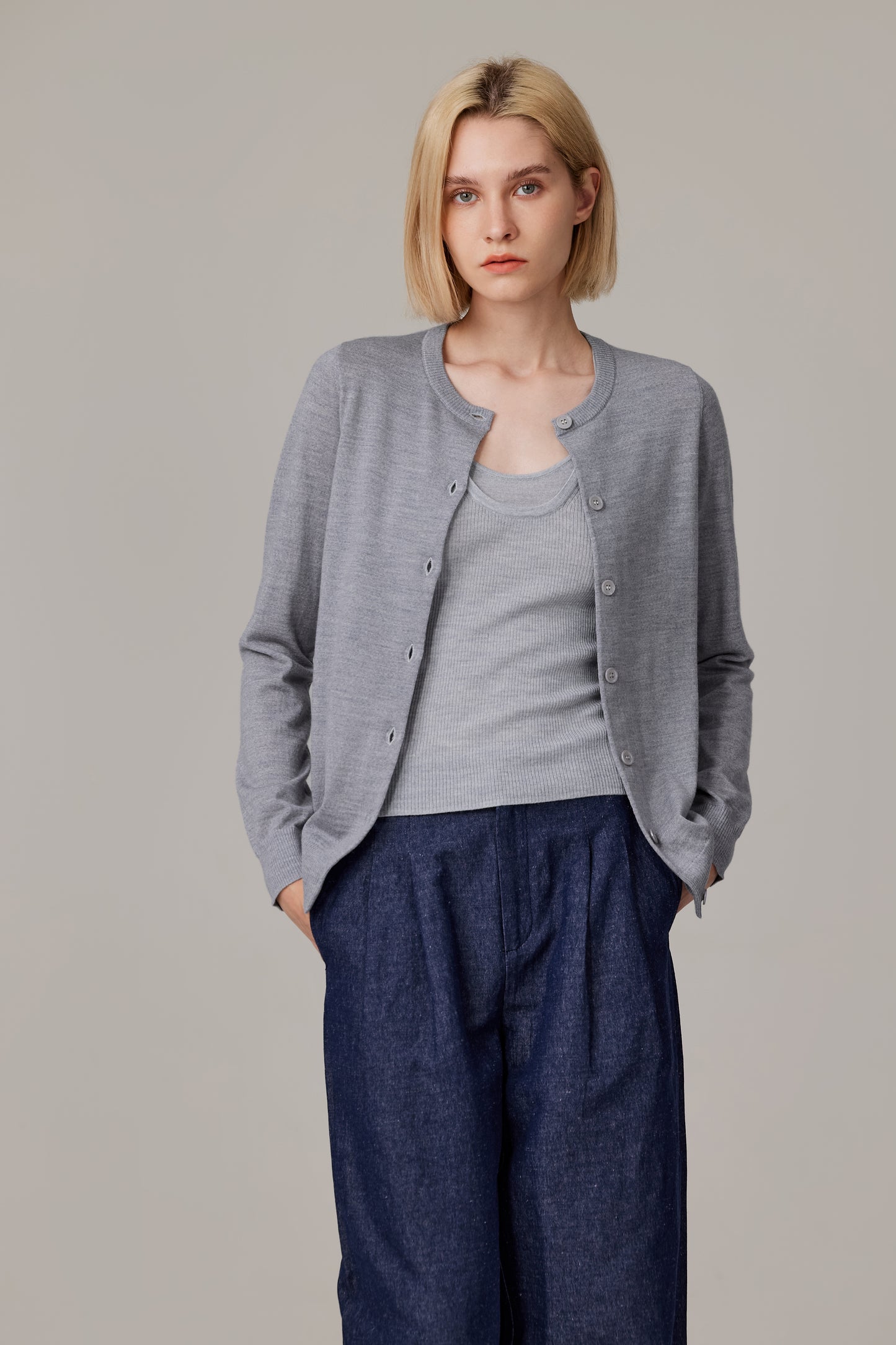 JENNIE LIU Women's 100% Merino Wool Light Weight Cardigan | Ultra Soft Fine-gauge Sweaters for Women | Machine Washable