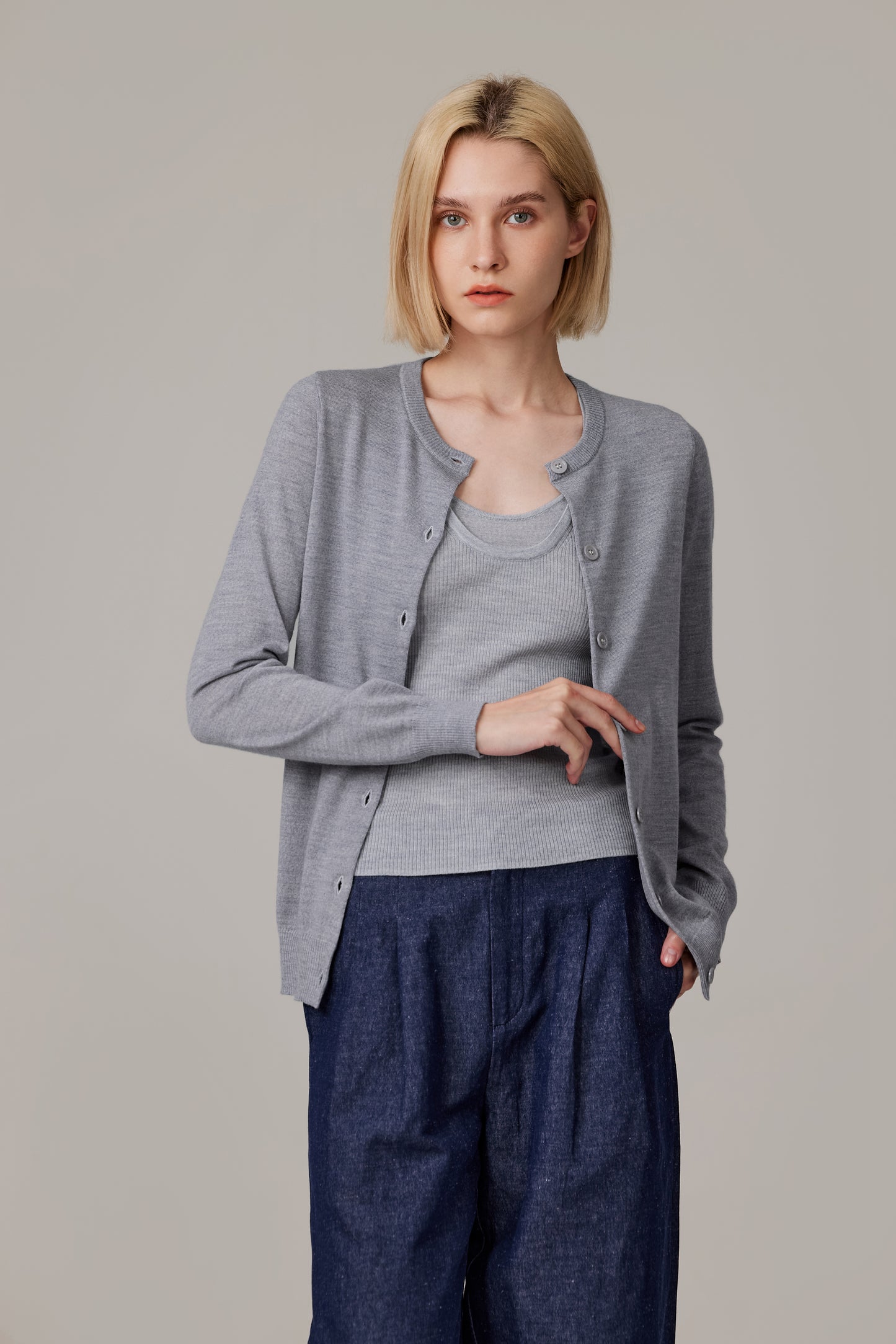 JENNIE LIU Women's 100% Merino Wool Light Weight Cardigan | Ultra Soft Fine-gauge Sweaters for Women | Machine Washable