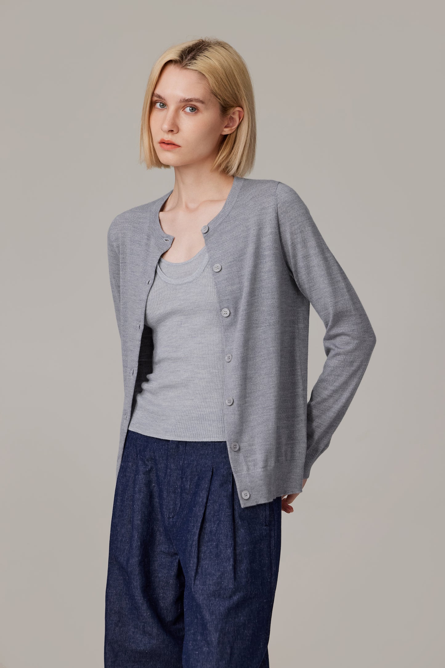 JENNIE LIU Women's 100% Merino Wool Light Weight Cardigan | Ultra Soft Fine-gauge Sweaters for Women | Machine Washable