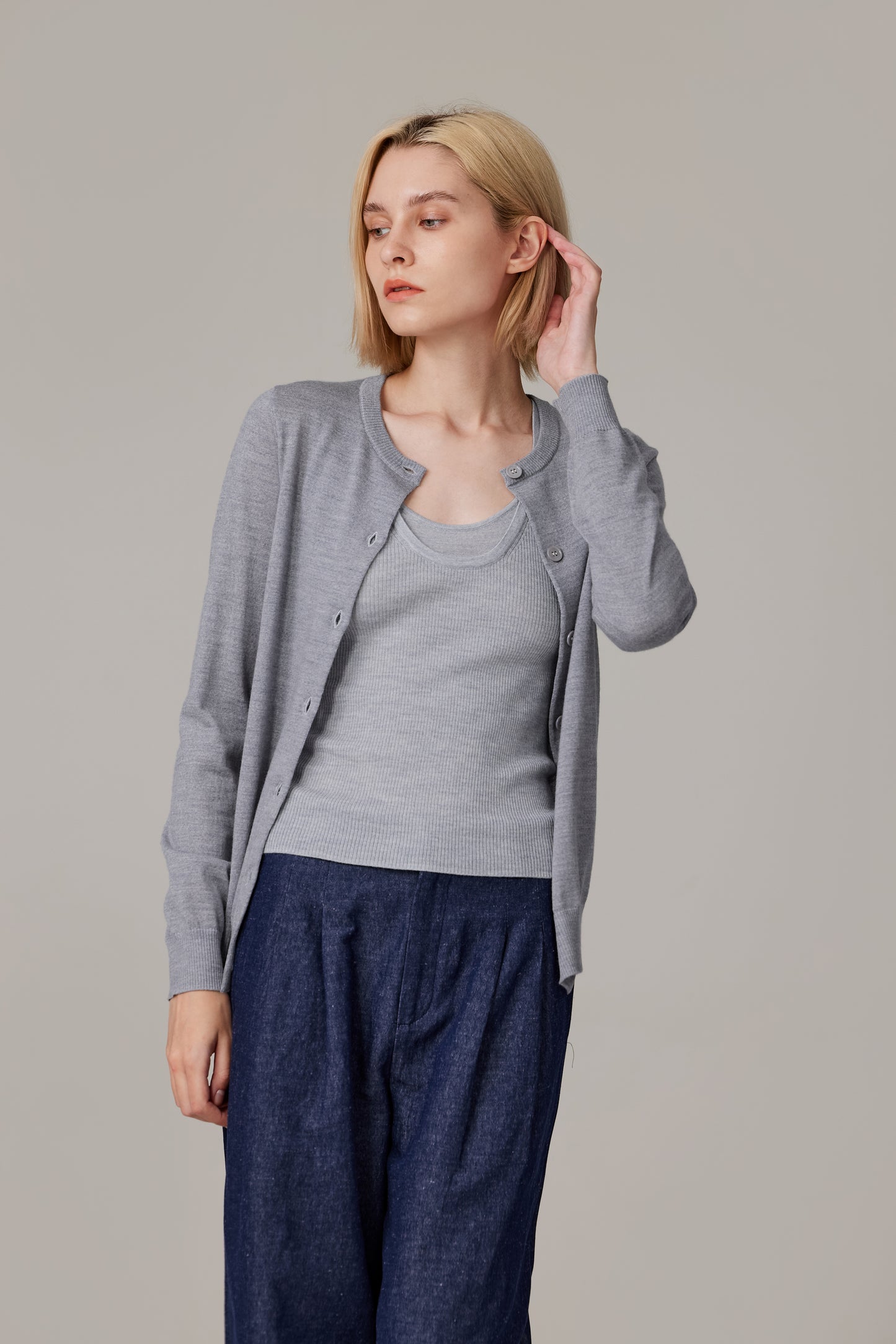 JENNIE LIU Women's 100% Merino Wool Light Weight Cardigan | Ultra Soft Fine-gauge Sweaters for Women | Machine Washable