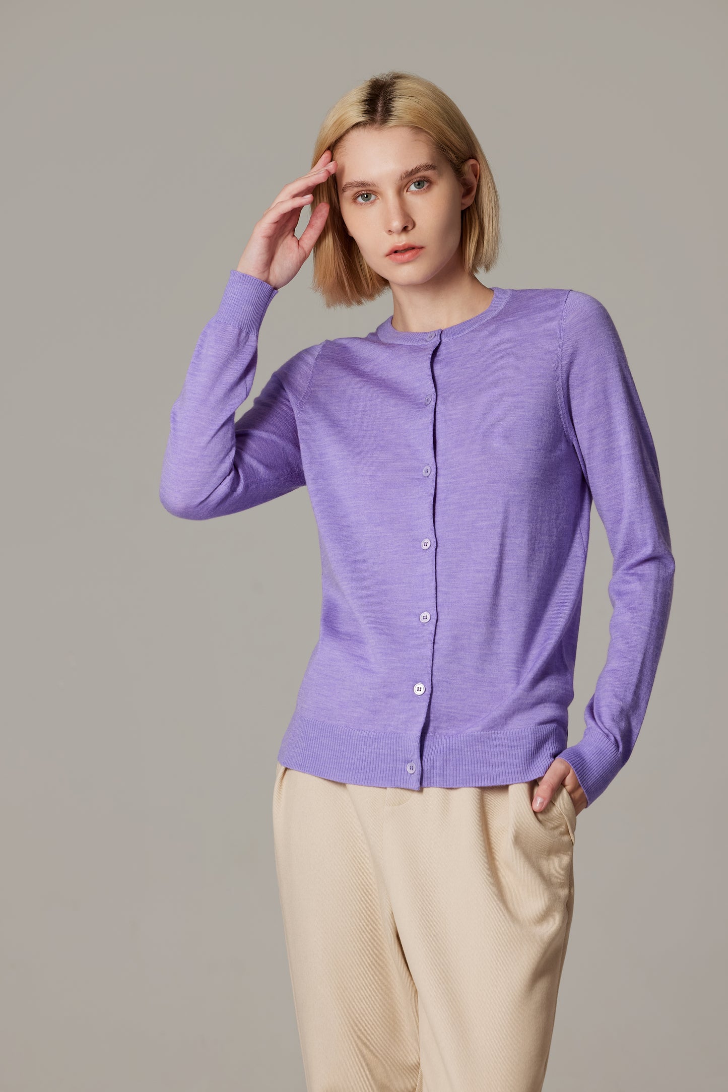 JENNIE LIU Women's 100% Merino Wool Light Weight Cardigan | Ultra Soft Fine-gauge Sweaters for Women | Machine Washable