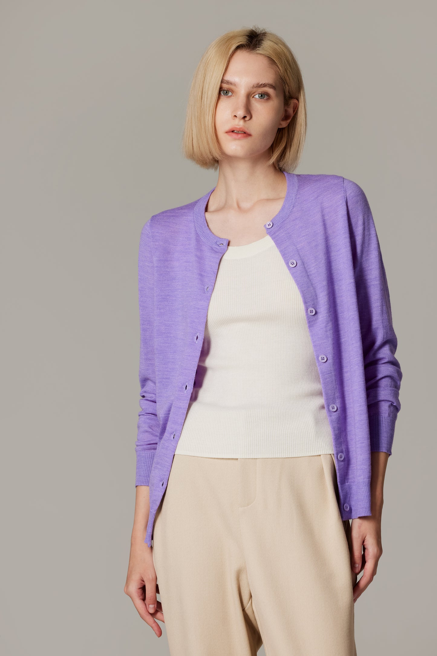 JENNIE LIU Women's 100% Merino Wool Light Weight Cardigan | Ultra Soft Fine-gauge Sweaters for Women | Machine Washable