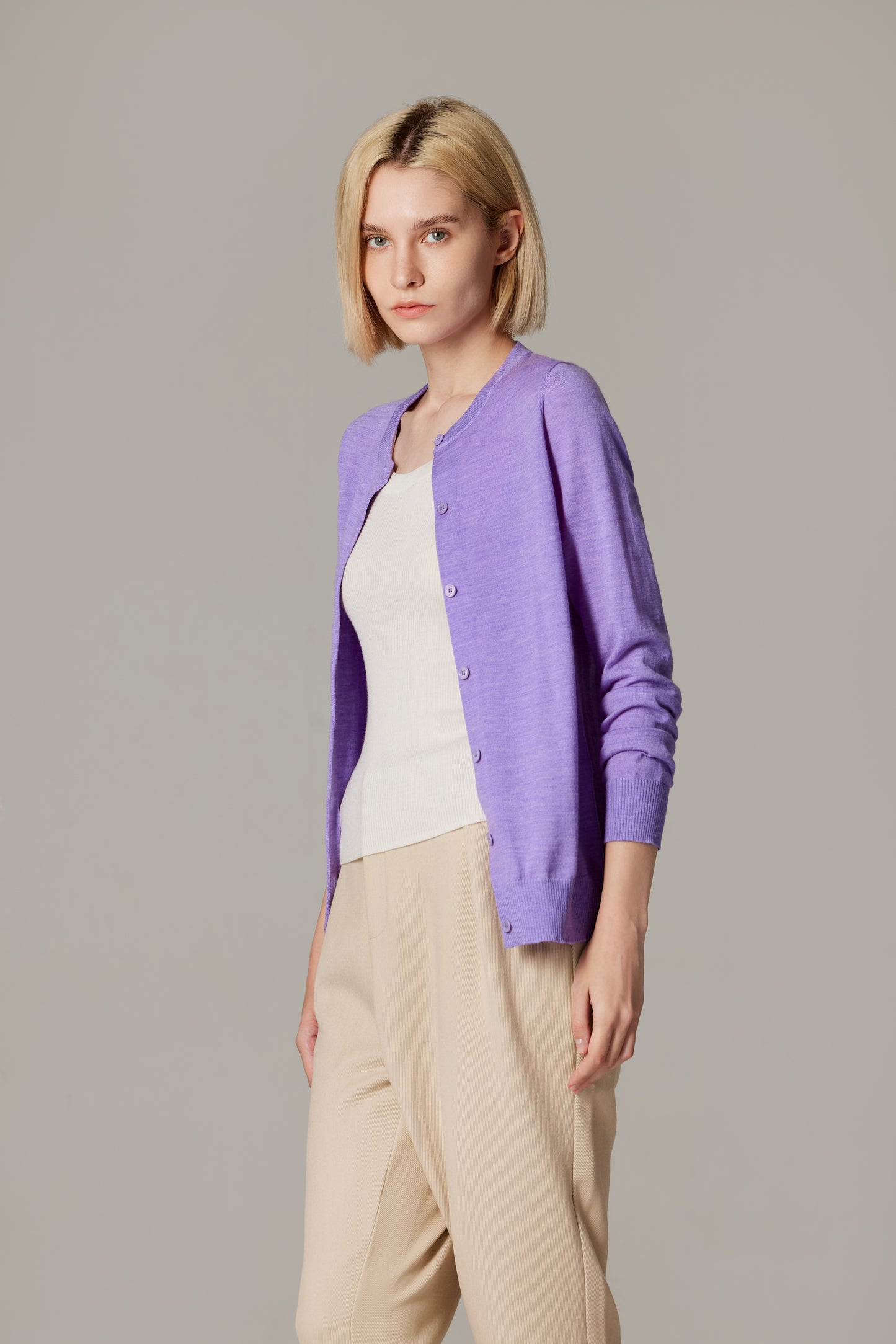 JENNIE LIU Women's 100% Merino Wool Light Weight Cardigan | Ultra Soft Fine-gauge Sweaters for Women | Machine Washable