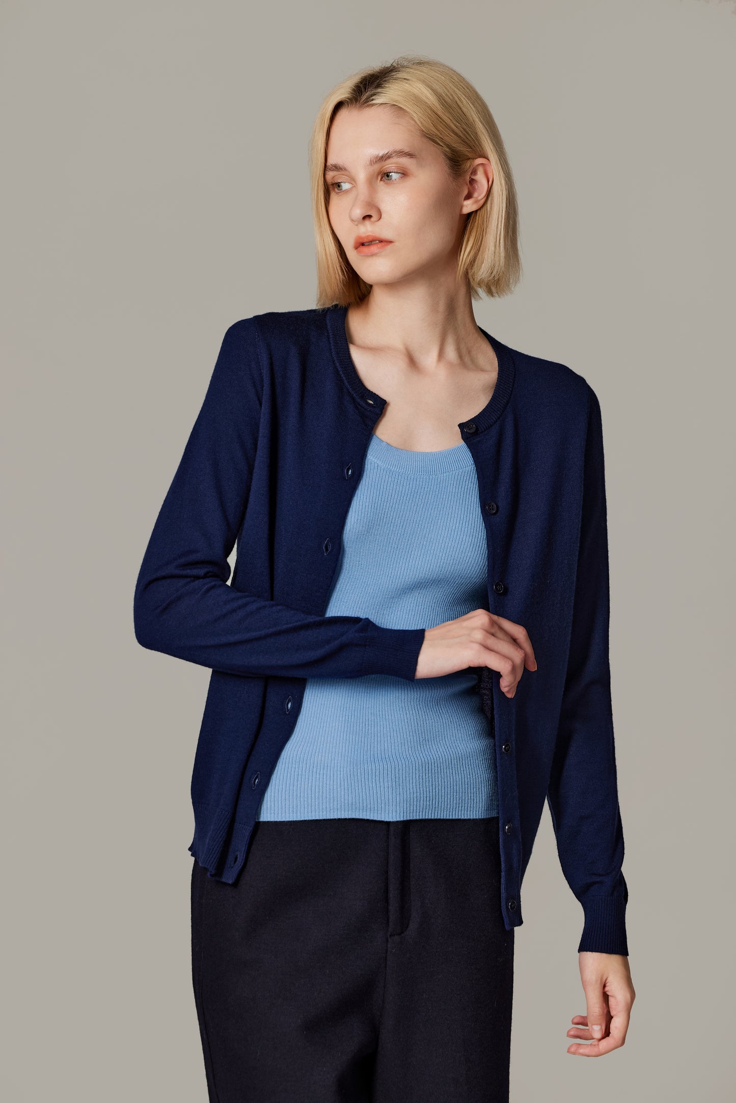 JENNIE LIU Women's 100% Merino Wool Light Weight Cardigan | Ultra Soft Fine-gauge Sweaters for Women | Machine Washable