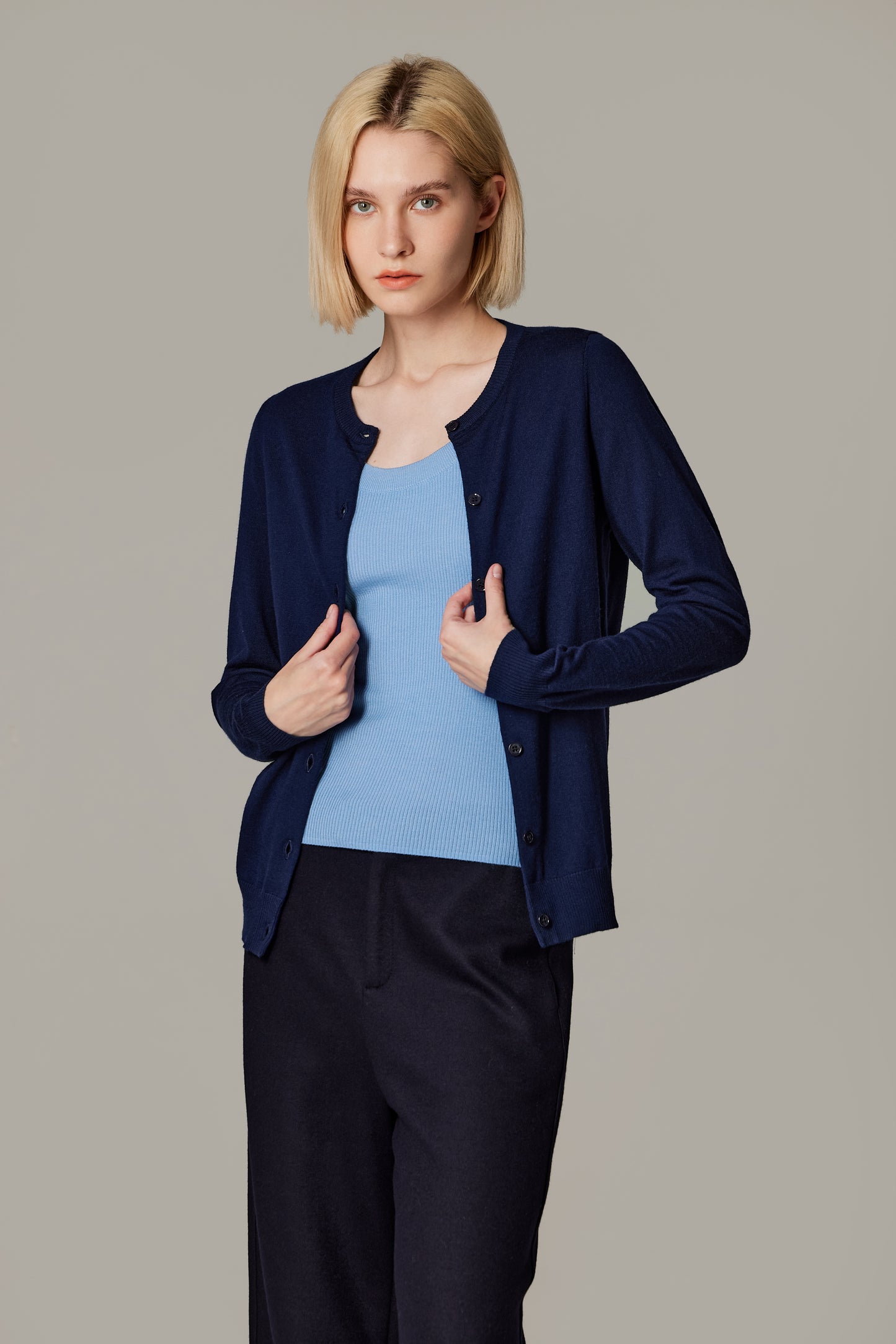 JENNIE LIU Women's 100% Merino Wool Light Weight Cardigan | Ultra Soft Fine-gauge Sweaters for Women | Machine Washable