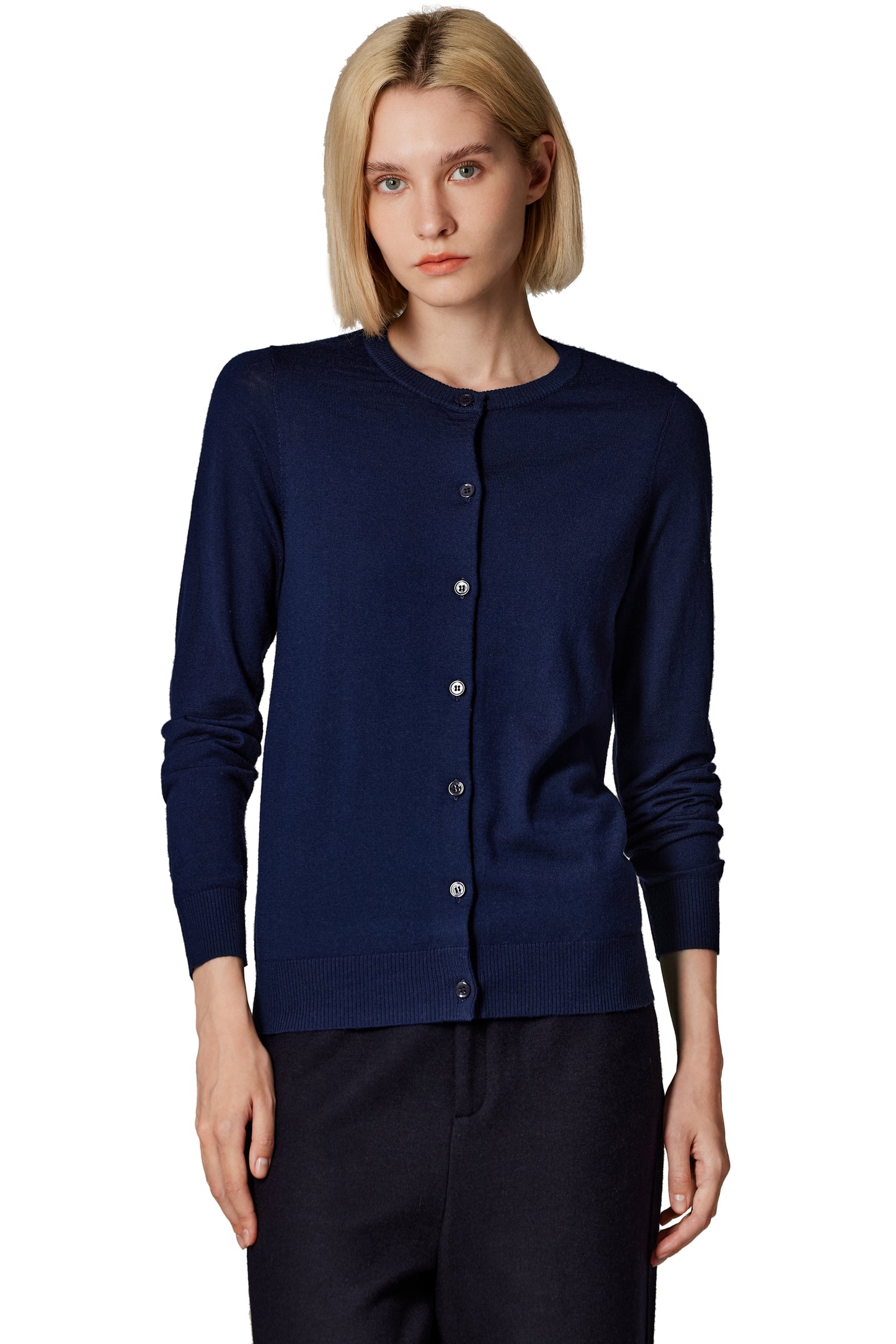 JENNIE LIU Women's 100% Merino Wool Light Weight Cardigan | Ultra Soft Fine-gauge Sweaters for Women | Machine Washable