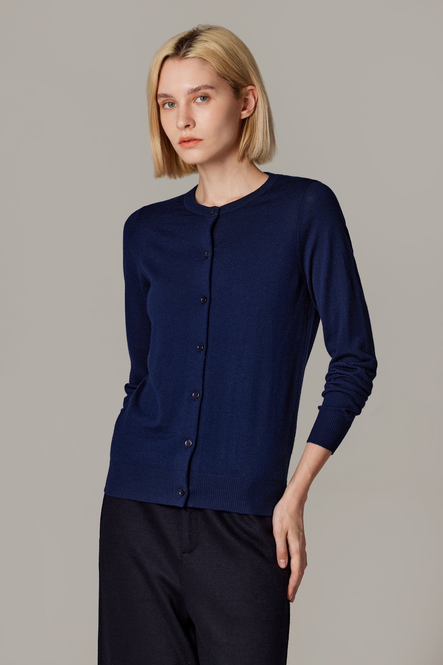 JENNIE LIU Women's 100% Merino Wool Light Weight Cardigan | Ultra Soft Fine-gauge Sweaters for Women | Machine Washable