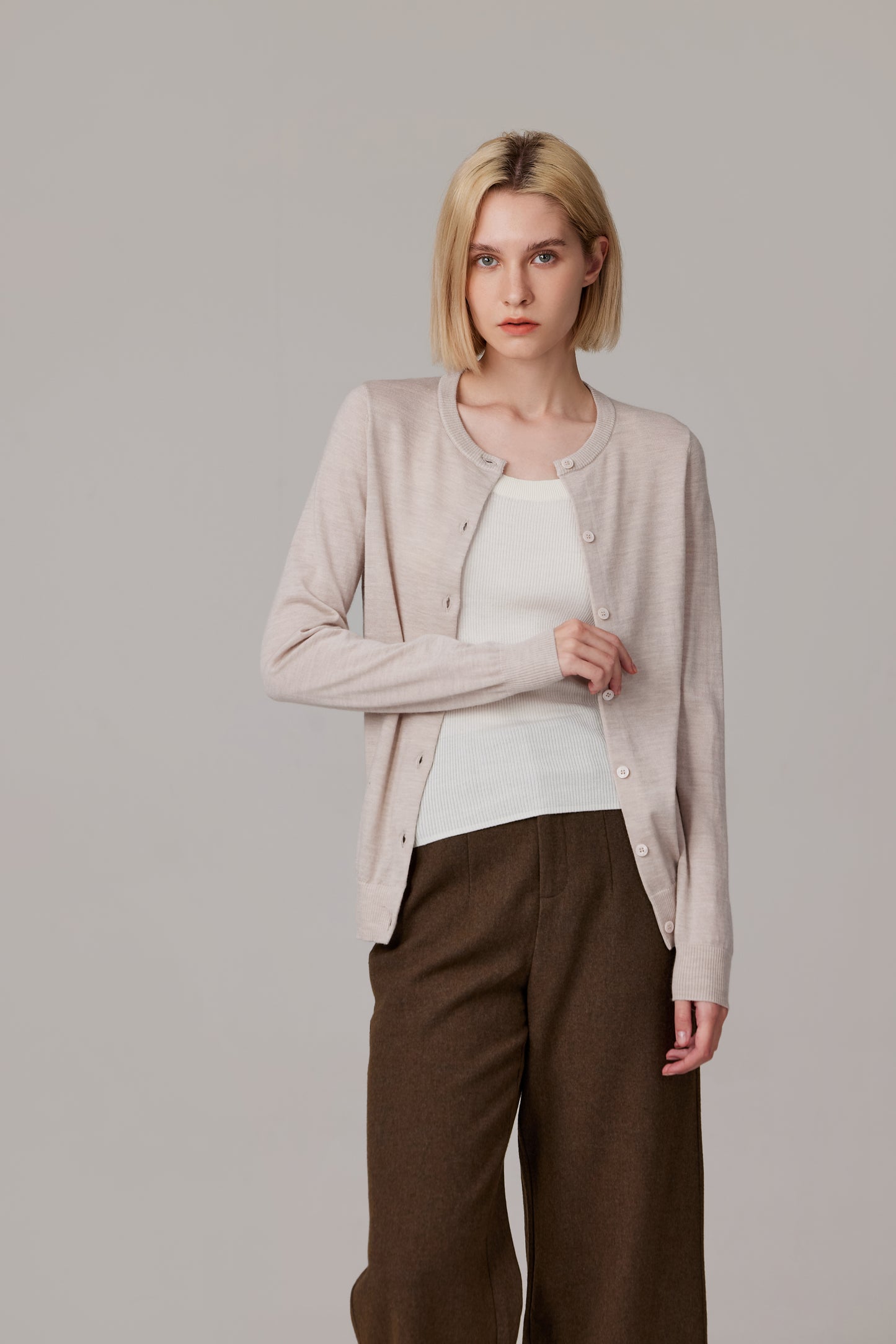 JENNIE LIU Women's 100% Merino Wool Light Weight Cardigan | Ultra Soft Fine-gauge Sweaters for Women | Machine Washable