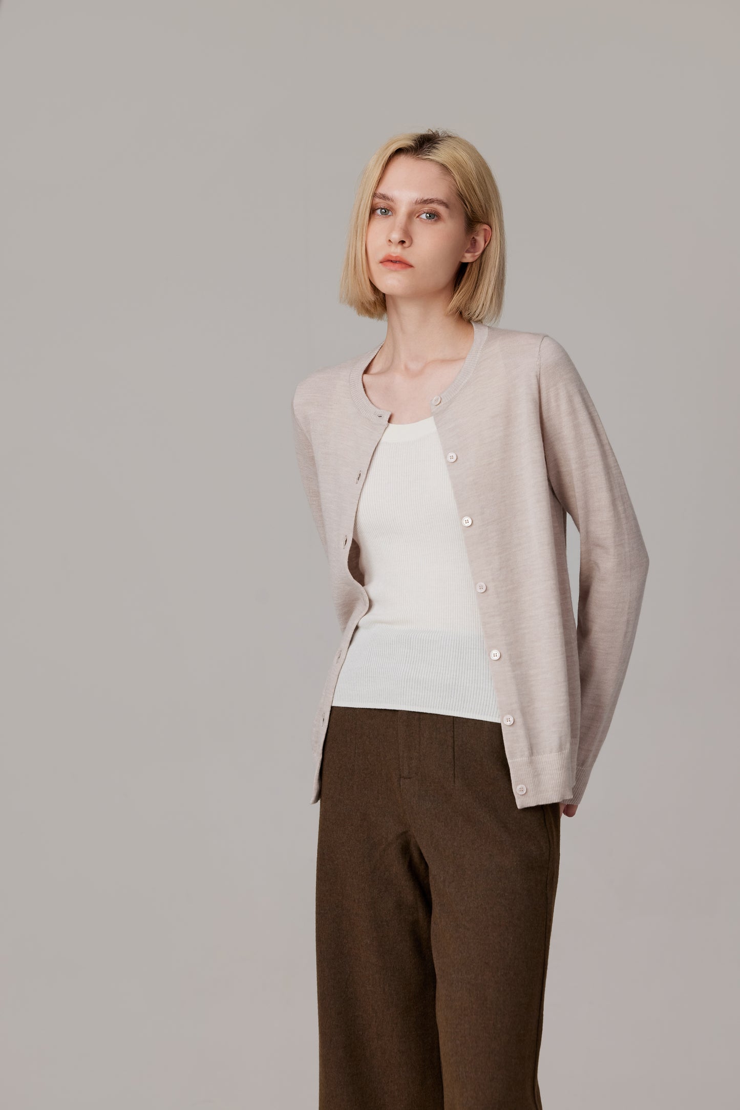 JENNIE LIU Women's 100% Merino Wool Light Weight Cardigan | Ultra Soft Fine-gauge Sweaters for Women | Machine Washable