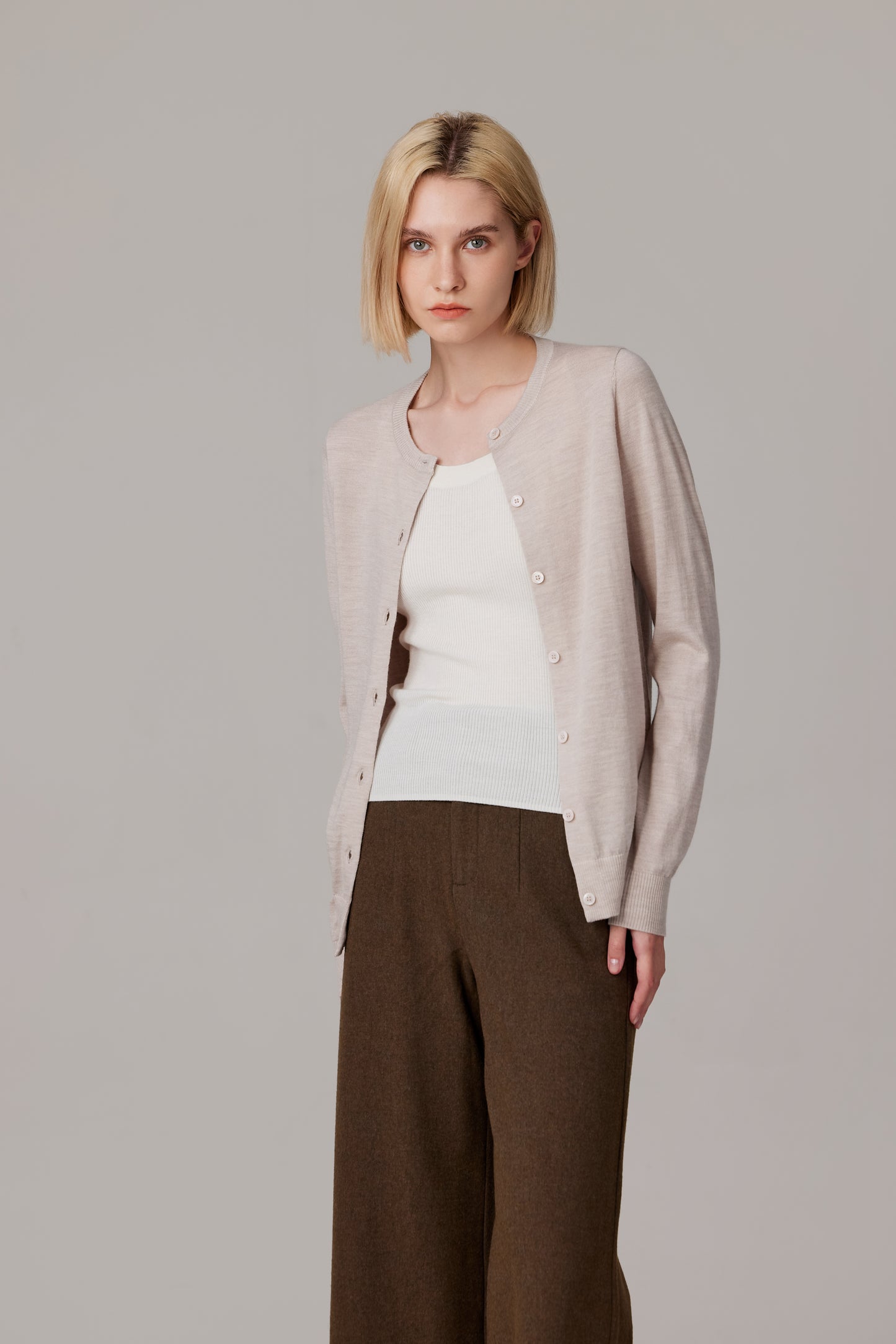 JENNIE LIU Women's 100% Merino Wool Light Weight Cardigan | Ultra Soft Fine-gauge Sweaters for Women | Machine Washable