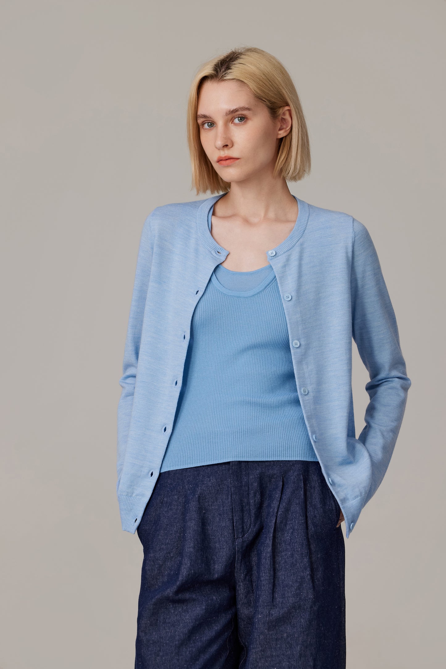 JENNIE LIU Women's 100% Merino Wool Light Weight Cardigan | Ultra Soft Fine-gauge Sweaters for Women | Machine Washable