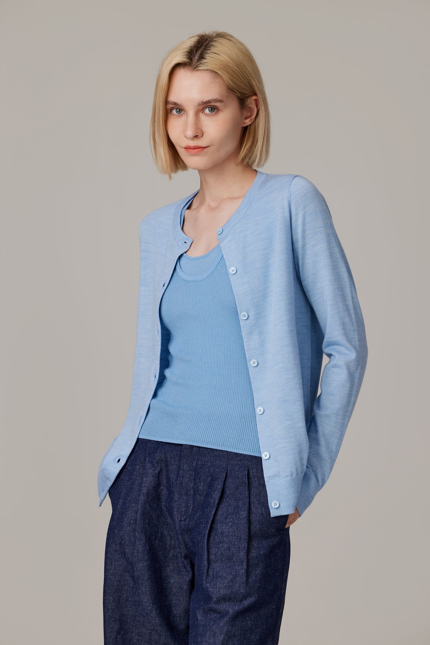 JENNIE LIU Women's 100% Merino Wool Light Weight Cardigan | Ultra Soft Fine-gauge Sweaters for Women | Machine Washable