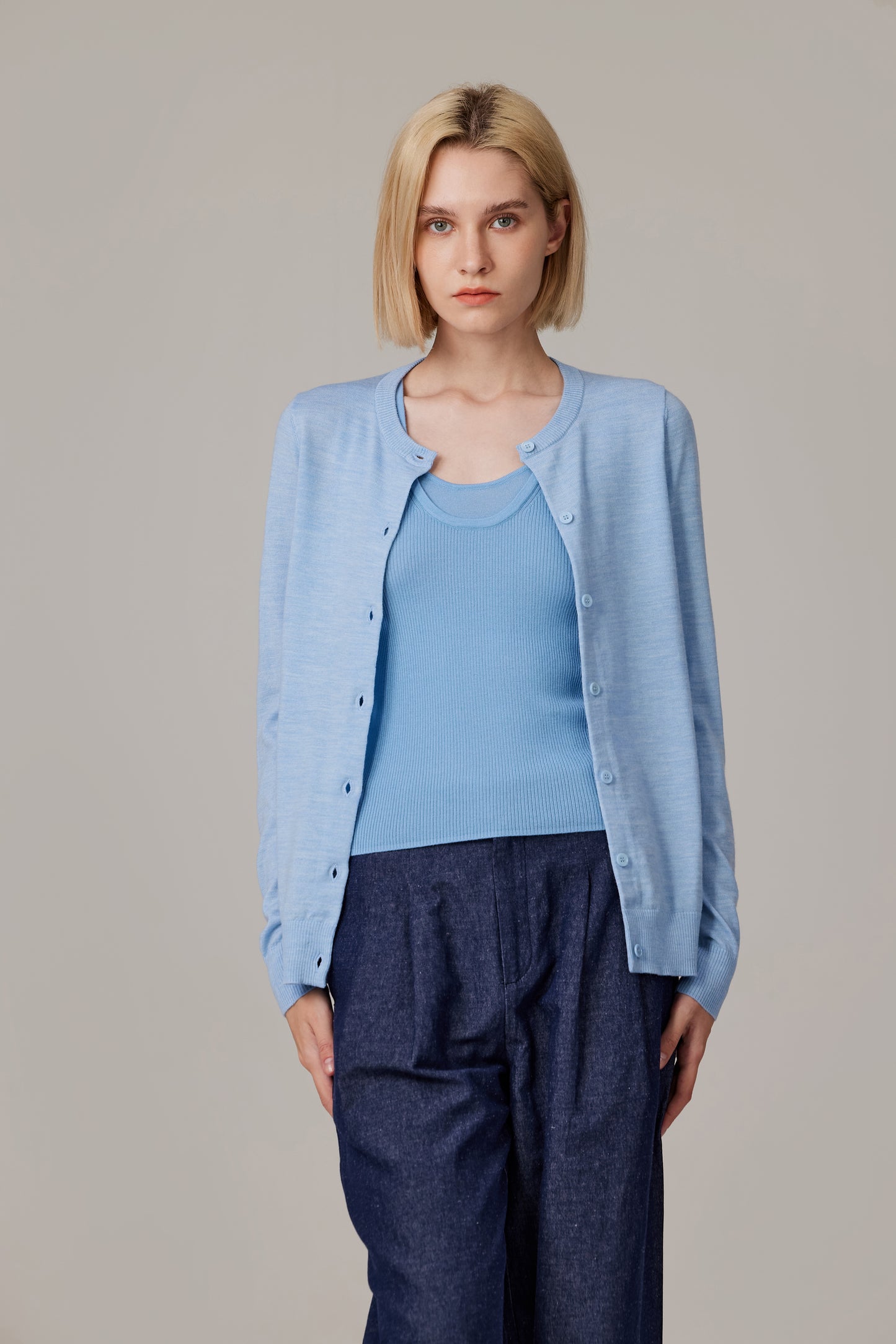 JENNIE LIU Women's 100% Merino Wool Light Weight Cardigan | Ultra Soft Fine-gauge Sweaters for Women | Machine Washable