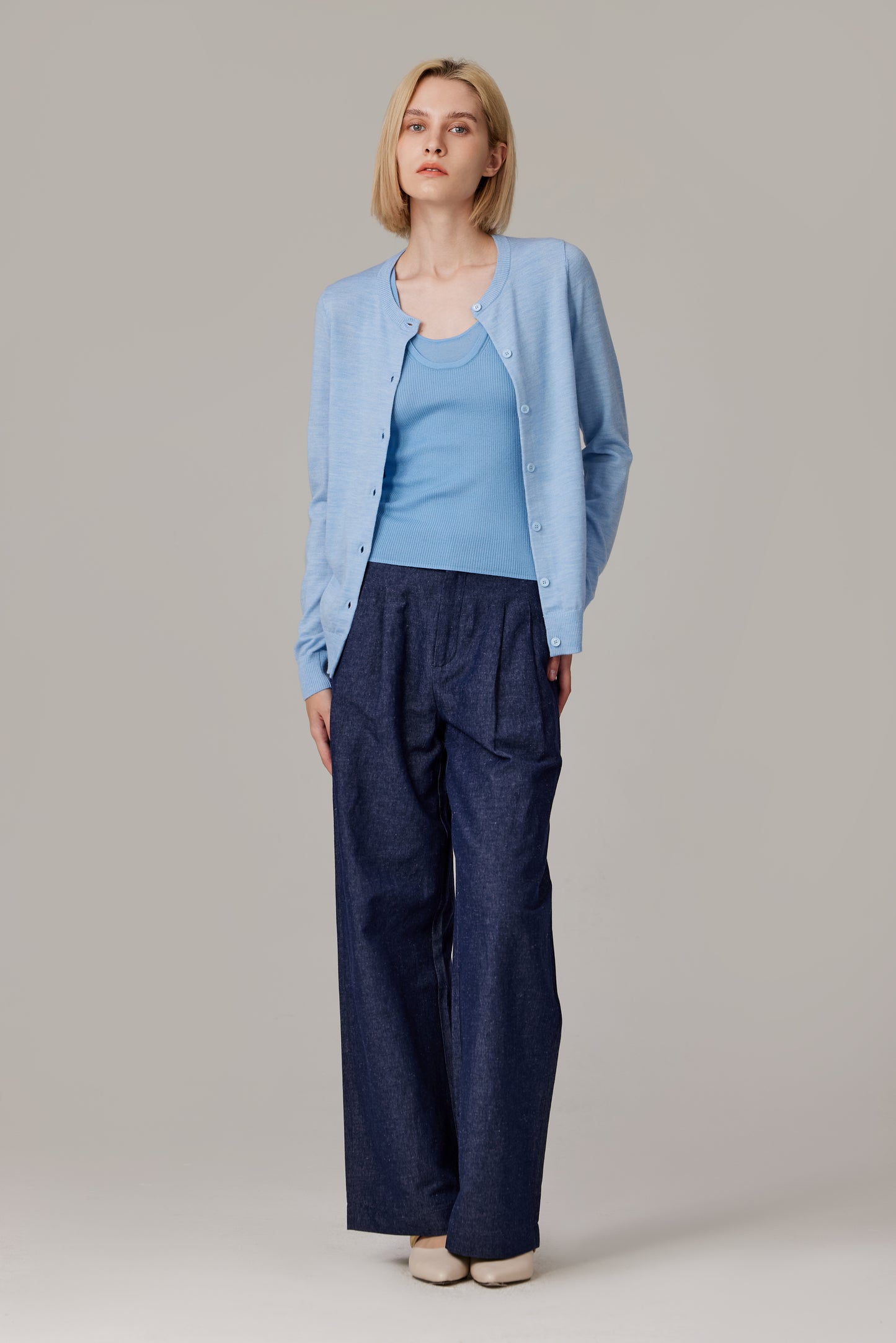 JENNIE LIU Women's 100% Merino Wool Light Weight Cardigan | Ultra Soft Fine-gauge Sweaters for Women | Machine Washable