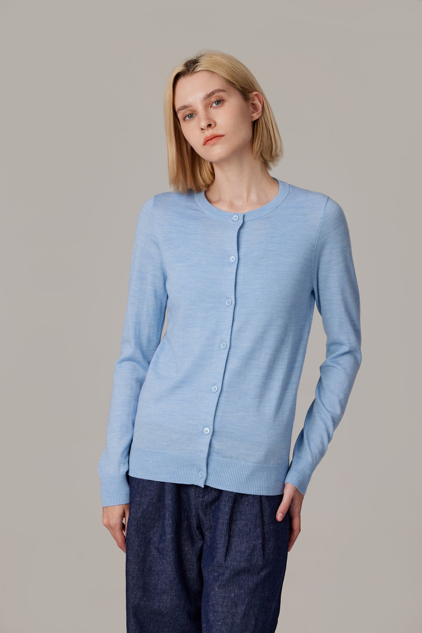 JENNIE LIU Women's 100% Merino Wool Light Weight Cardigan | Ultra Soft Fine-gauge Sweaters for Women | Machine Washable