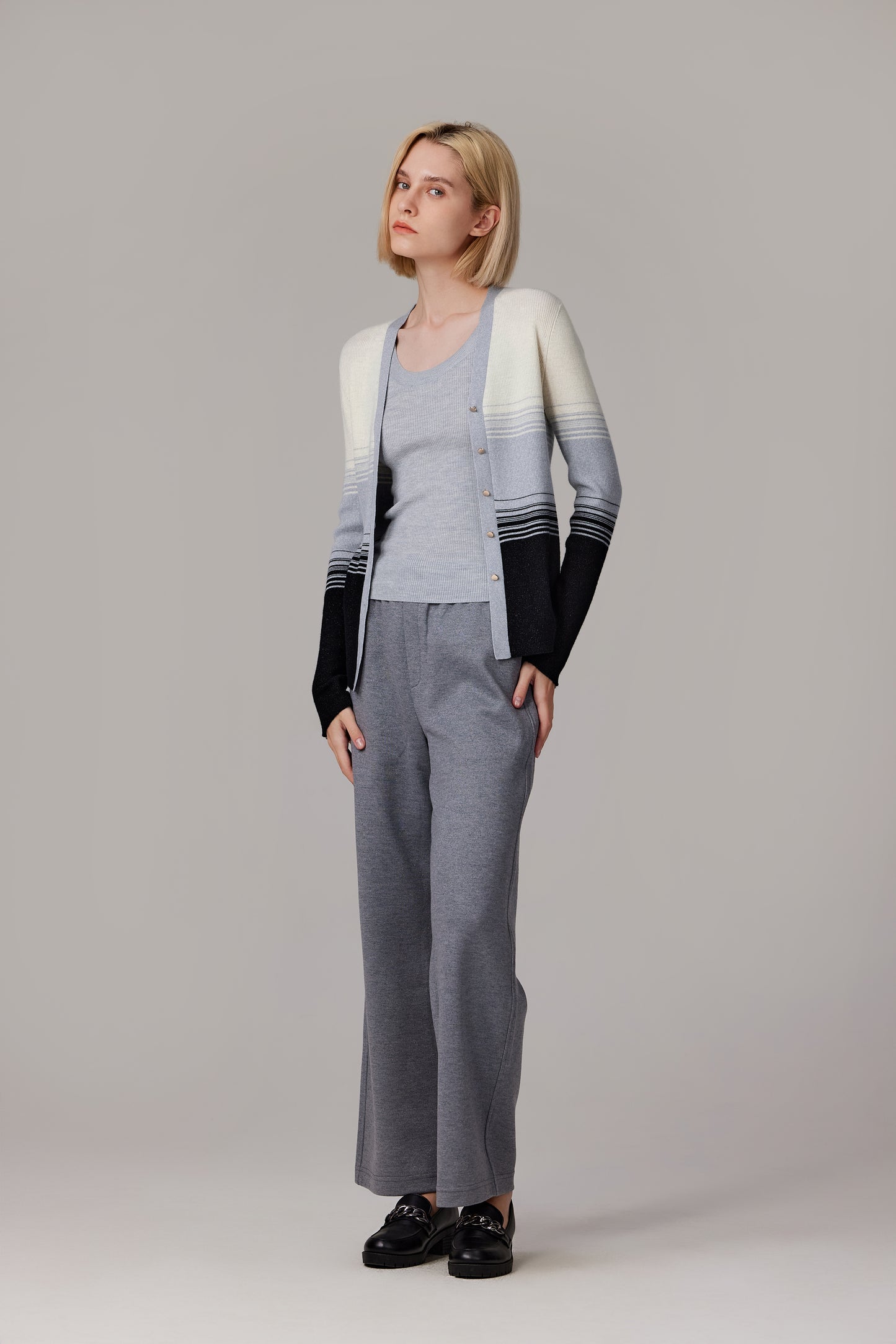 JENNIE LIU Womens Lurex Wool Cardigan | Metallic Button Up V Neck Sweater | Ultra Soft Ribbed Shimmer Knit | Machine Washable Cardigan Sweaters for Women