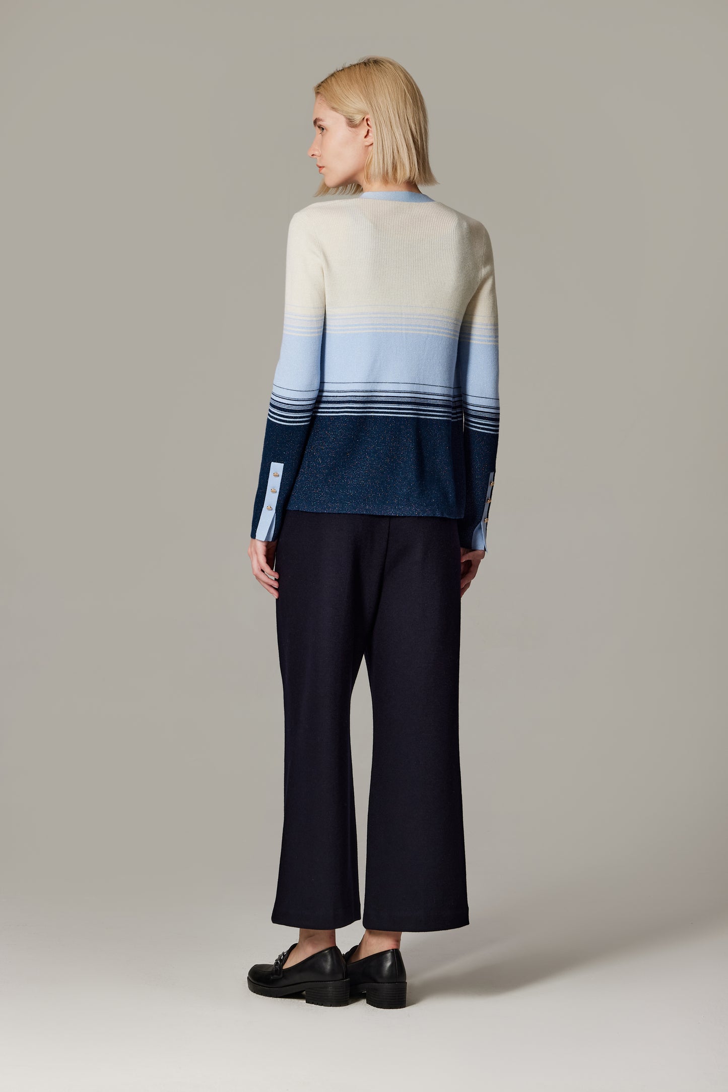 JENNIE LIU Womens Lurex Wool Cardigan | Metallic Button Up V Neck Sweater | Ultra Soft Ribbed Shimmer Knit | Machine Washable Cardigan Sweaters for Women