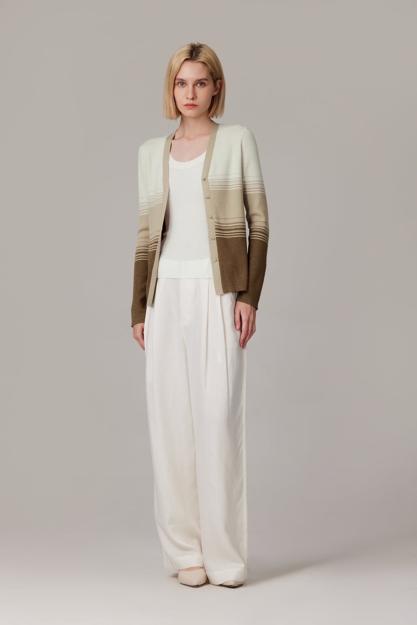 JENNIE LIU Womens Lurex Wool Cardigan | Metallic Button Up V Neck Sweater | Ultra Soft Ribbed Shimmer Knit | Machine Washable Cardigan Sweaters for Women