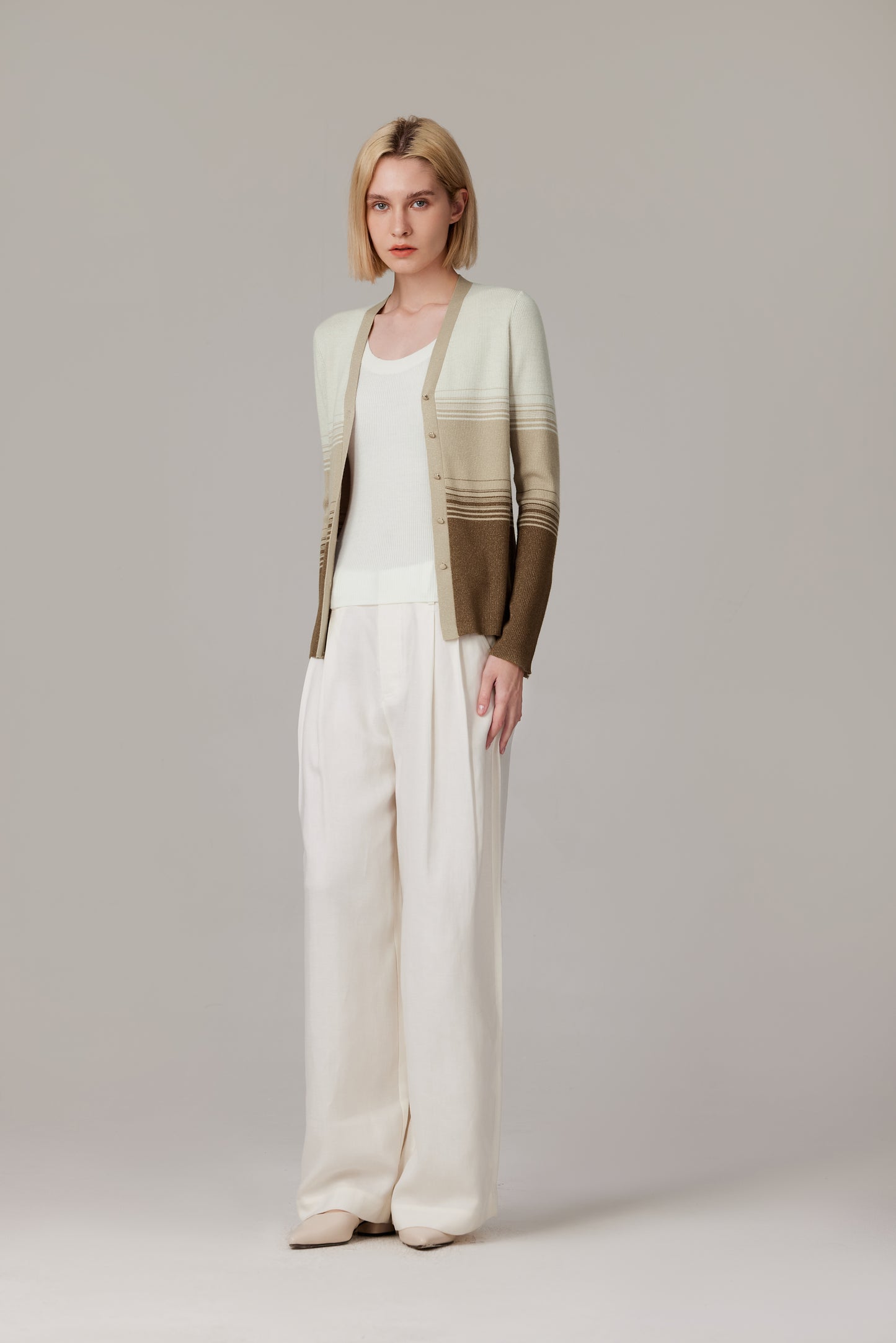 JENNIE LIU Womens Lurex Wool Cardigan | Metallic Button Up V Neck Sweater | Ultra Soft Ribbed Shimmer Knit | Machine Washable Cardigan Sweaters for Women