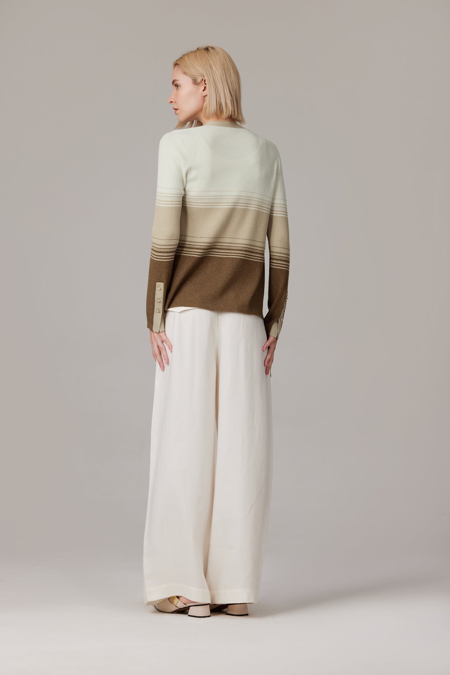 JENNIE LIU Womens Lurex Wool Cardigan | Metallic Button Up V Neck Sweater | Ultra Soft Ribbed Shimmer Knit | Machine Washable Cardigan Sweaters for Women