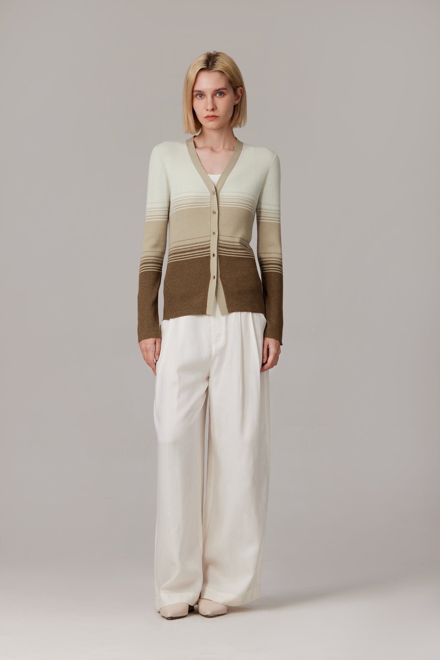 JENNIE LIU Womens Lurex Wool Cardigan | Metallic Button Up V Neck Sweater | Ultra Soft Ribbed Shimmer Knit | Machine Washable Cardigan Sweaters for Women