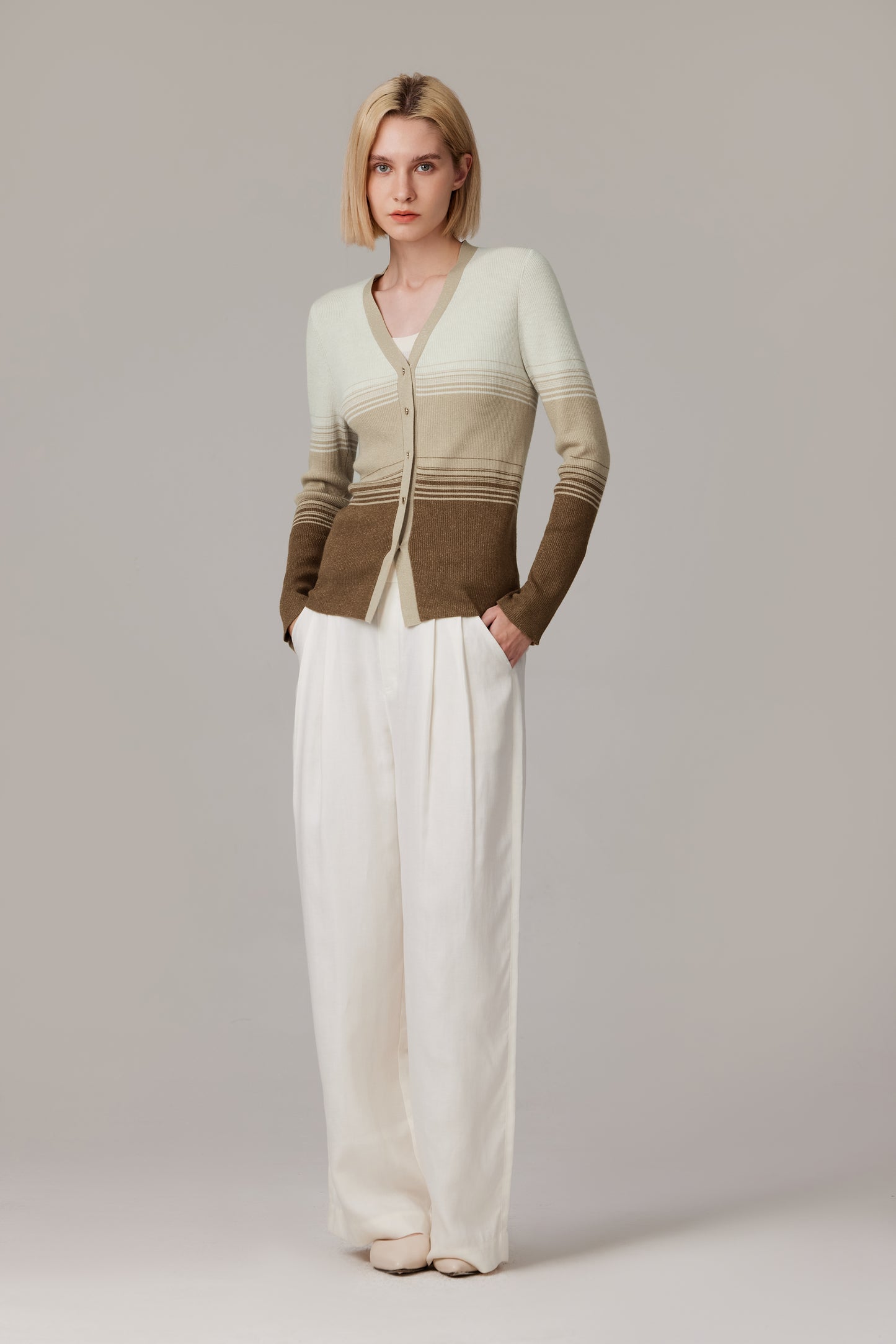 JENNIE LIU Womens Lurex Wool Cardigan | Metallic Button Up V Neck Sweater | Ultra Soft Ribbed Shimmer Knit | Machine Washable Cardigan Sweaters for Women