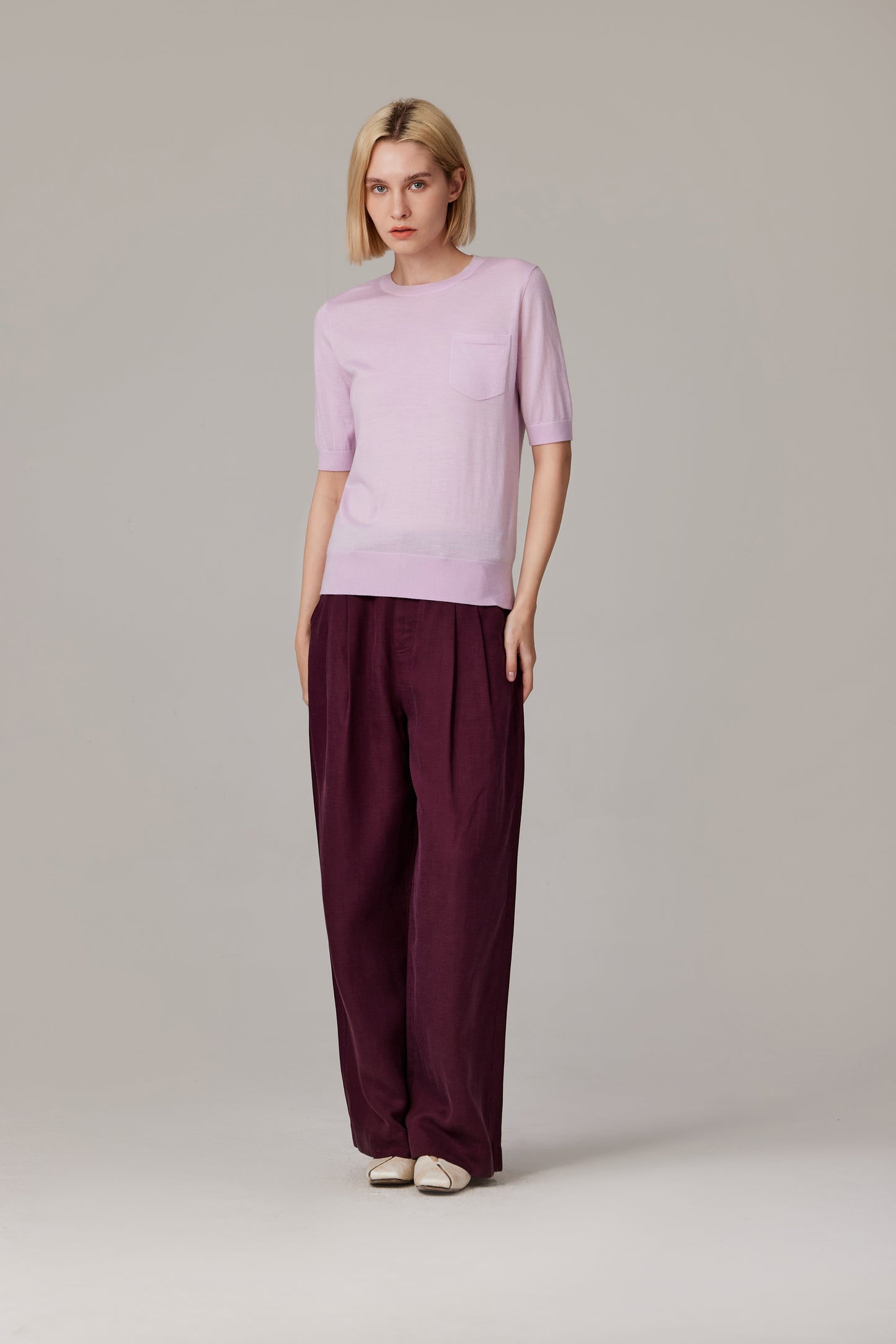 JENNIE LIU Women's Tissue Weight 75% Merino Wool 25% Silk Crew Neck Short Sleeve T Shirt Sweater | Ultra Soft Machine-Washable Sweaters for Women