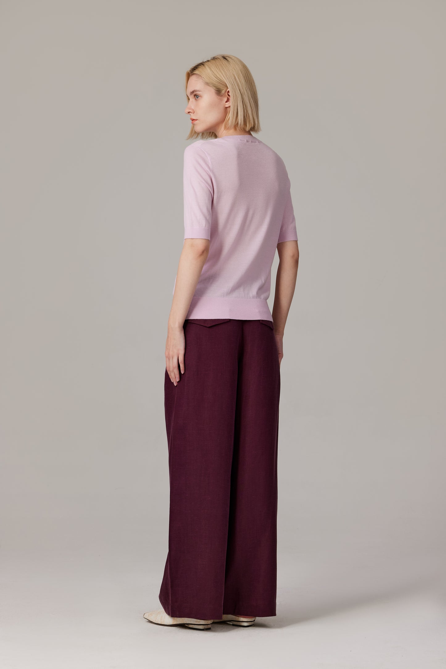 JENNIE LIU Women's Tissue Weight 75% Merino Wool 25% Silk Crew Neck Short Sleeve T Shirt Sweater | Ultra Soft Machine-Washable Sweaters for Women