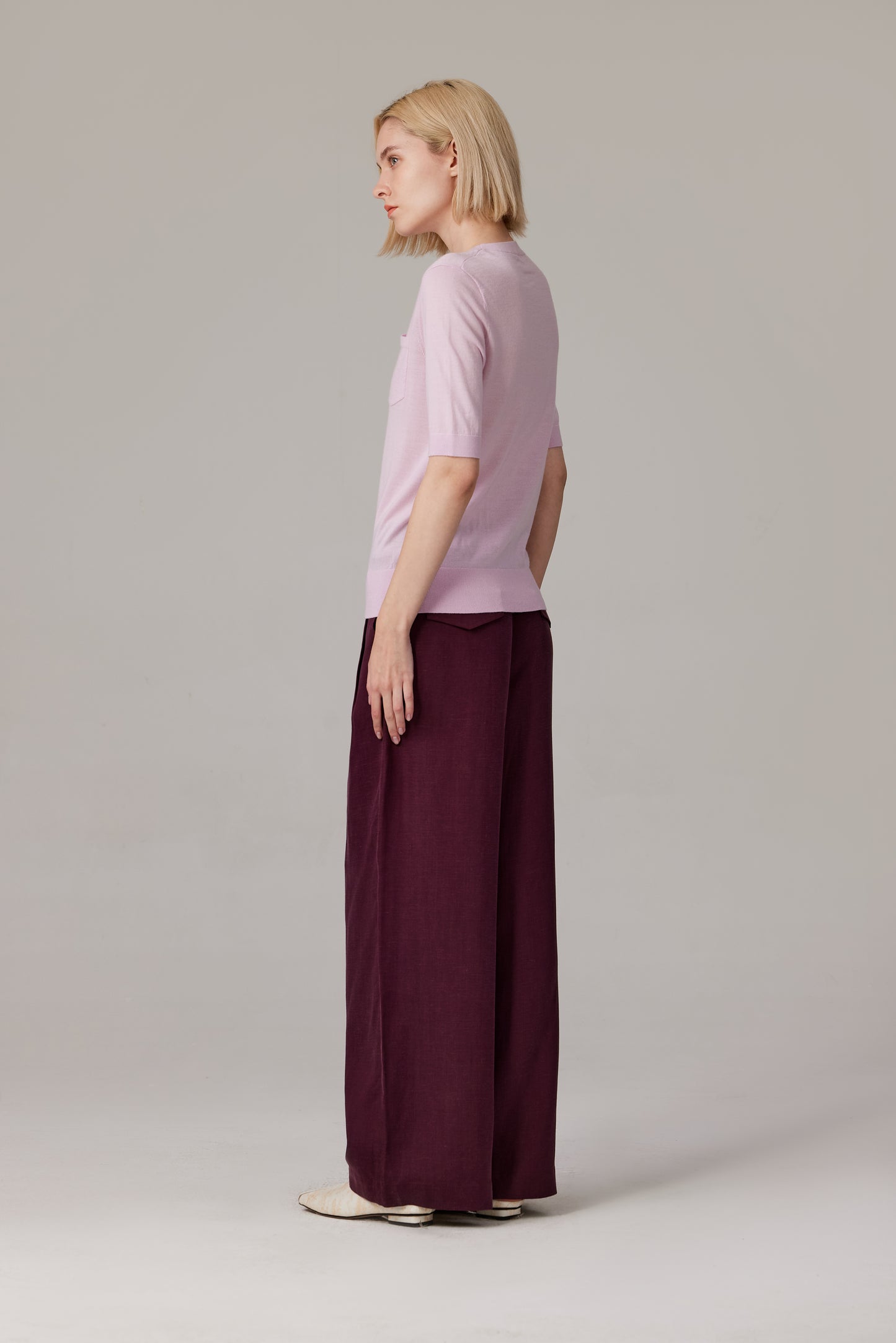 JENNIE LIU Women's Tissue Weight 75% Merino Wool 25% Silk Crew Neck Short Sleeve T Shirt Sweater | Ultra Soft Machine-Washable Sweaters for Women