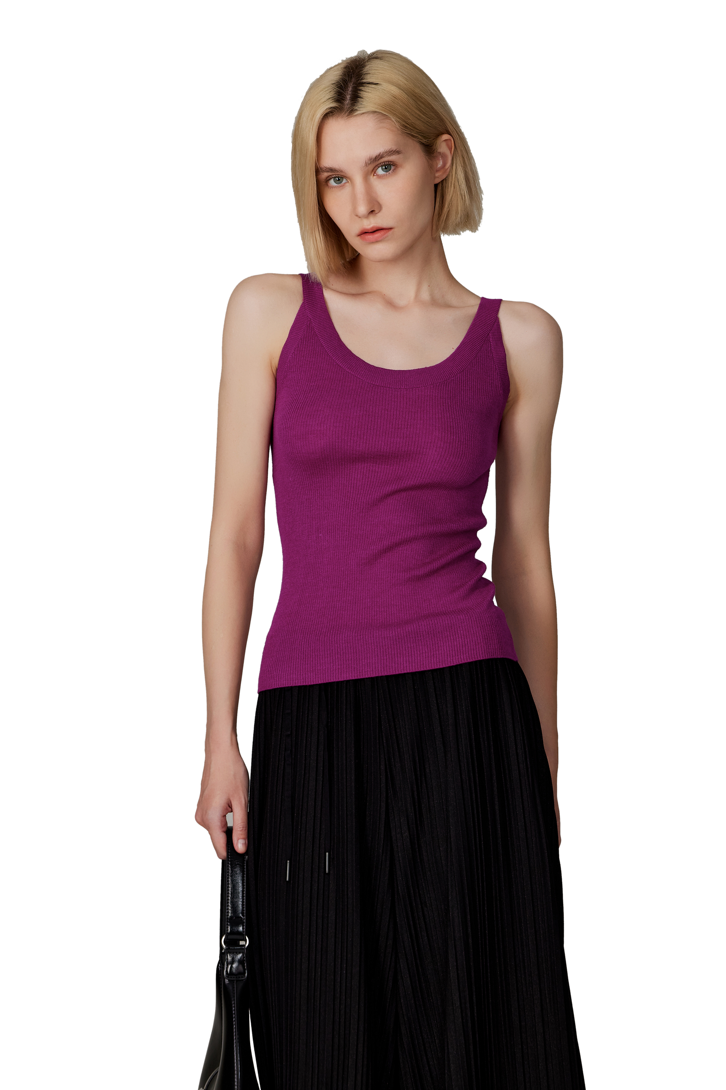 JENNIE LIU Women's Scoop Neck Tank Top | 75% Merino Wool 25% Silk Ultra-Soft Layering Essential | Natrual Moisture Wicking Sweater