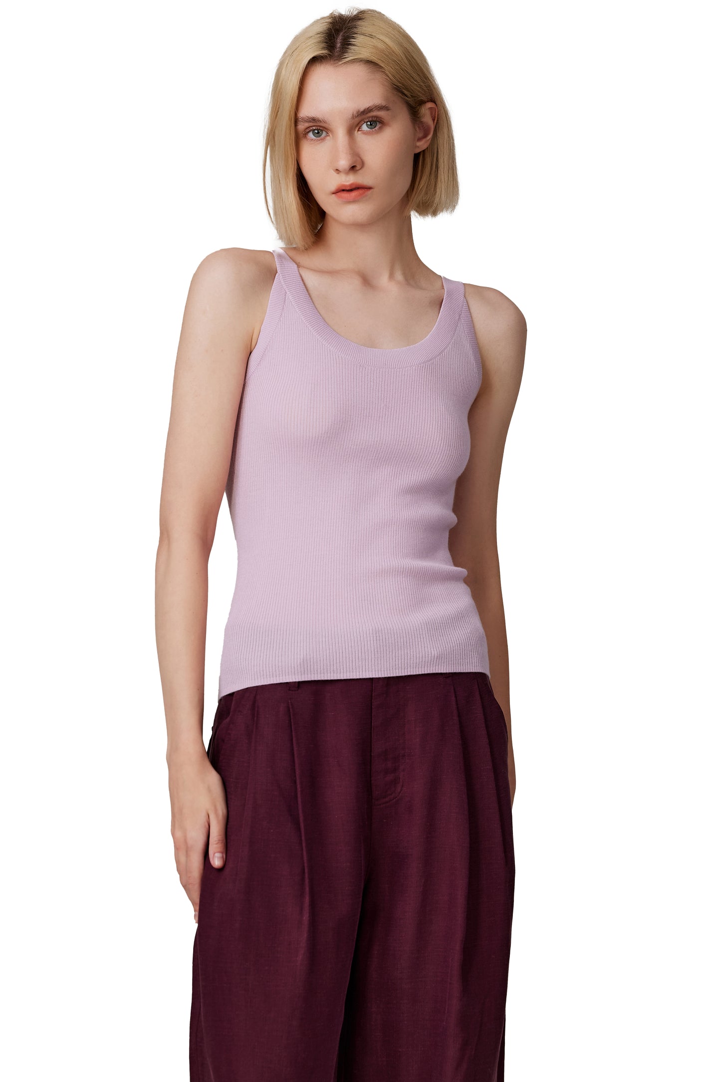 JENNIE LIU Women's Scoop Neck Tank Top | 75% Merino Wool 25% Silk Ultra-Soft Layering Essential | Natrual Moisture Wicking Sweater