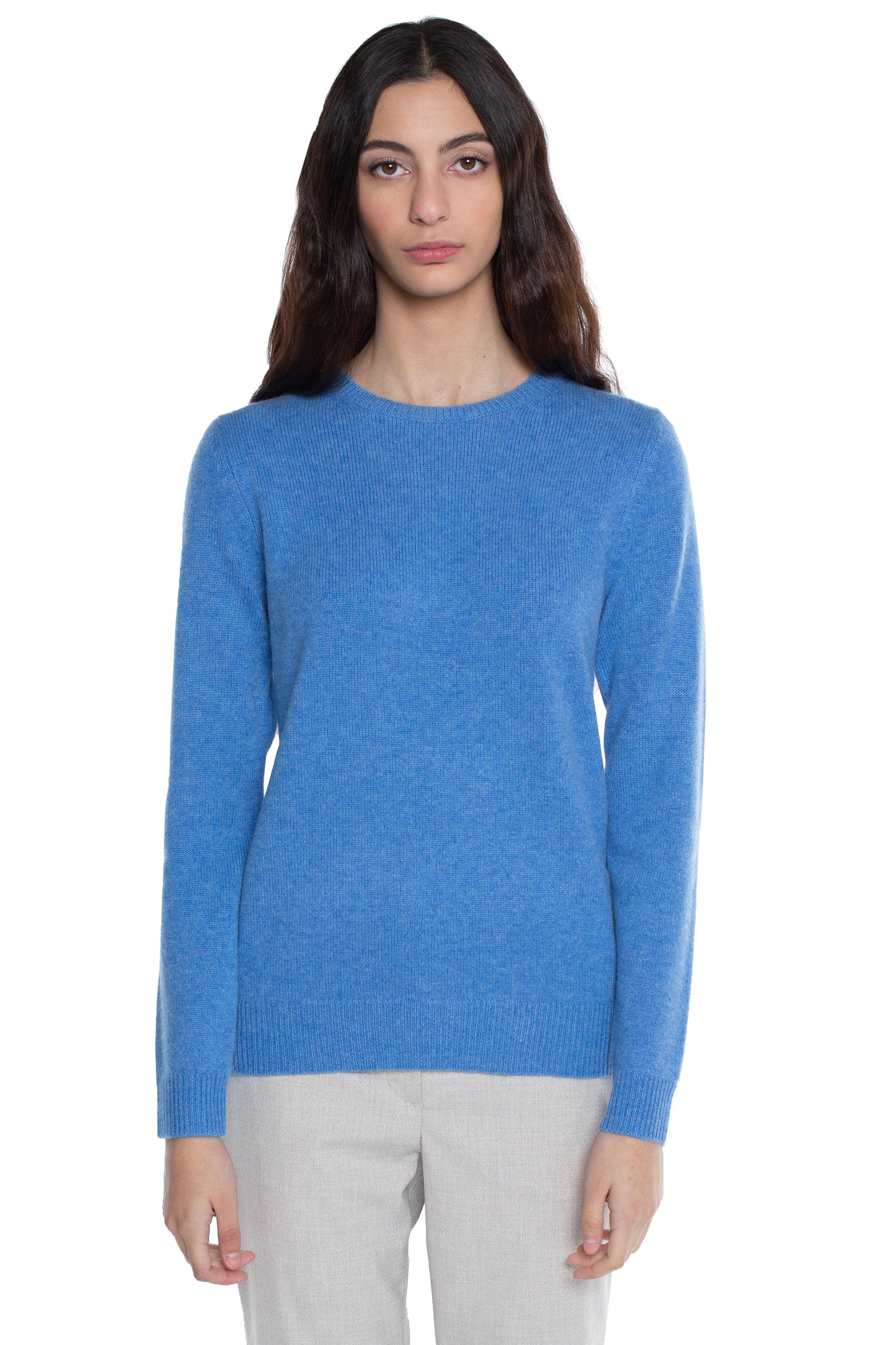 JENNIE LIU 100% Pure Cashmere 4-ply Extra Cozy Long Sleeve Crew Neck Sweater