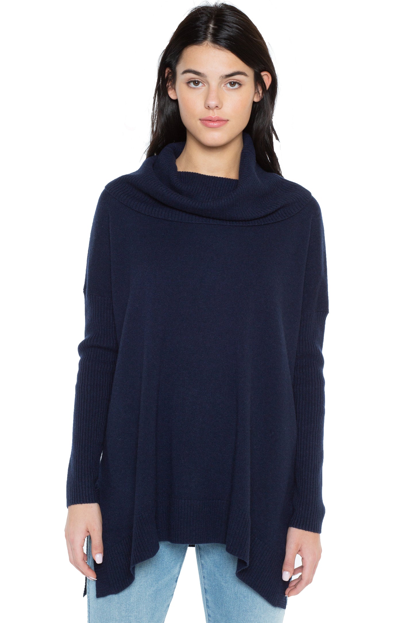 JENNIE LIU Women's 100% Pure Cashmere Cocoon Dolman Sleeve Cowlneck Sweater  - J CASHMERE