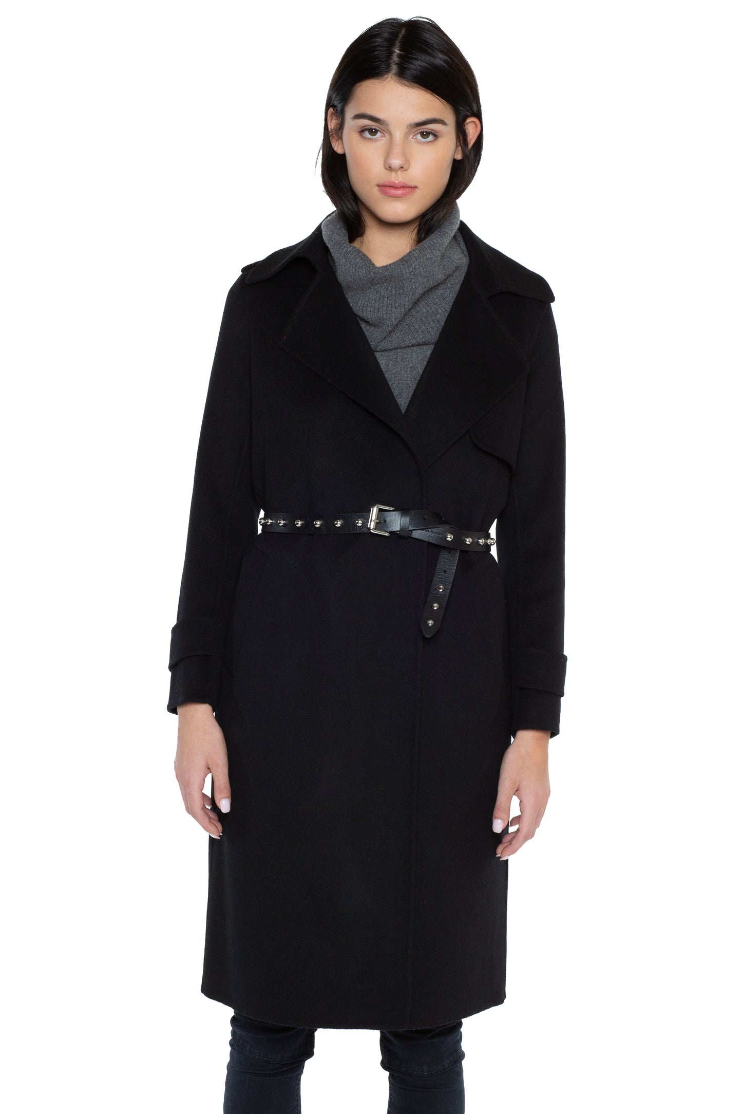 JENNIE LIU WOMEN'S CASHMERE WOOL DOUBLE-FACED TRENCH COAT