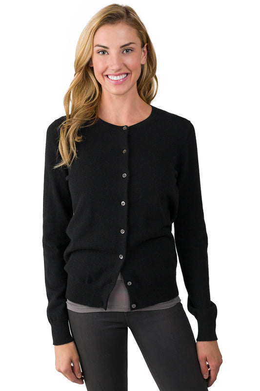 Black-Cashmere-Button-front-Cardigan-Sweater #color_black