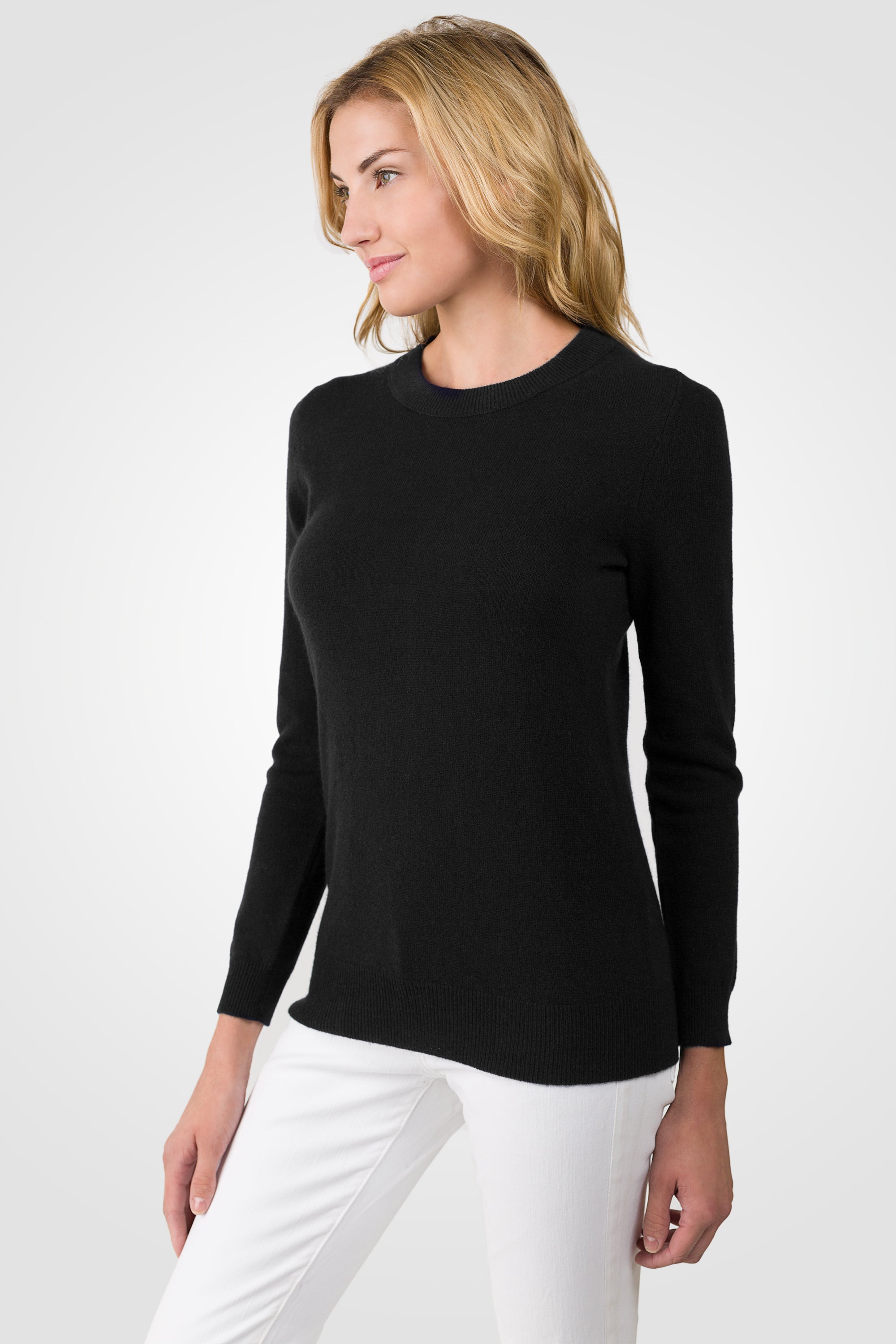 JENNIE LIU Women s 100 Pure Cashmere Long Sleeve Crew Neck Sweater