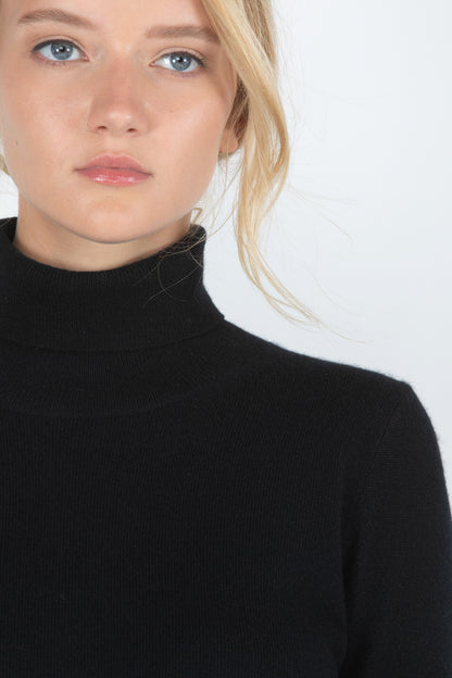 Women's Cashmere Turtleneck Sweater in Black by JENNIE LIU