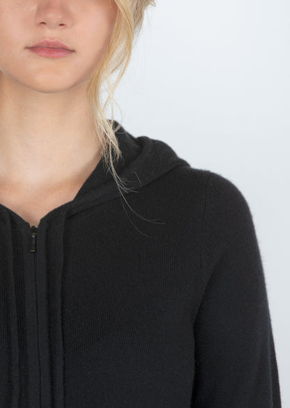 Women's Cashmere Zip Hoodie in Black by JENNIE LIU