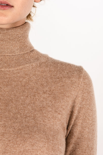 Women's Cashmere Turtleneck Sweater in Camel by JENNIE LIU