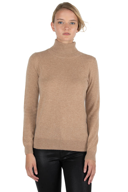 Women's Cashmere Turtleneck Sweater in Camel by JENNIE LIU