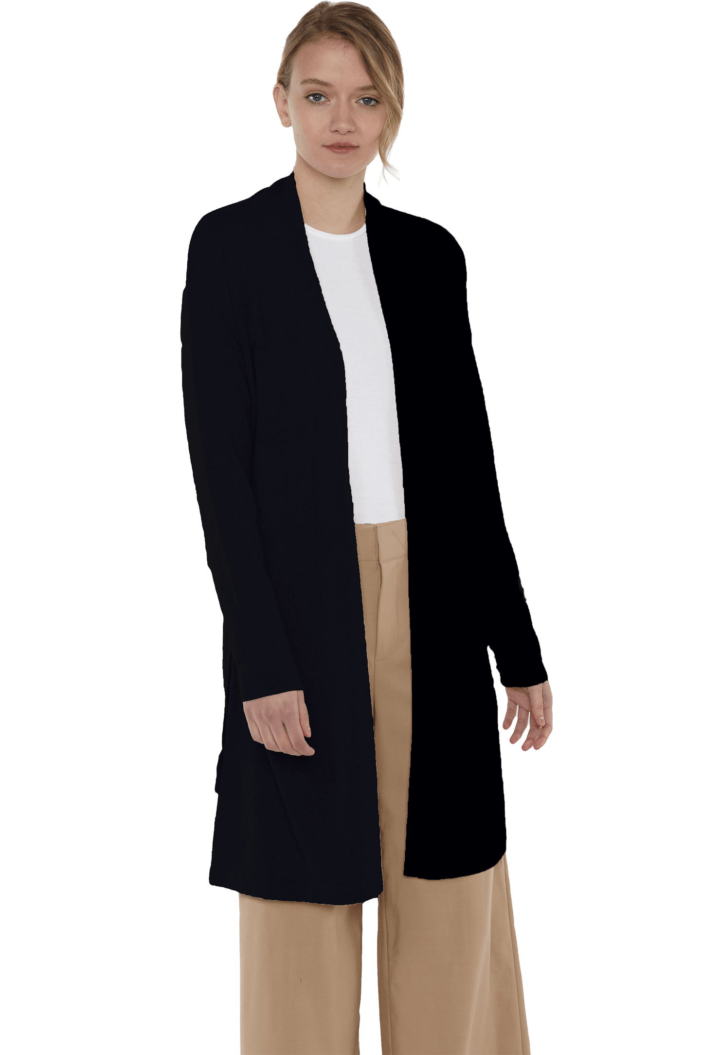 JENNIE LIU WOMEN'S 100% PURE CASHMERE LONG SLEEVE BELTED LUX WRAP CARDIGAN ROBE